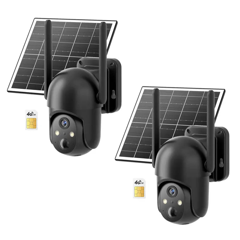 [Techvibes]4G Solar Powered Digital Security Camera with 4MP HD Lens, Color Night Vision, Built-In Cellular Card, Remote Monitoring, IP65 Protection, No Wifi Outdoor Camera for Farm/Home (4G LTE Data Service Requires Activation)