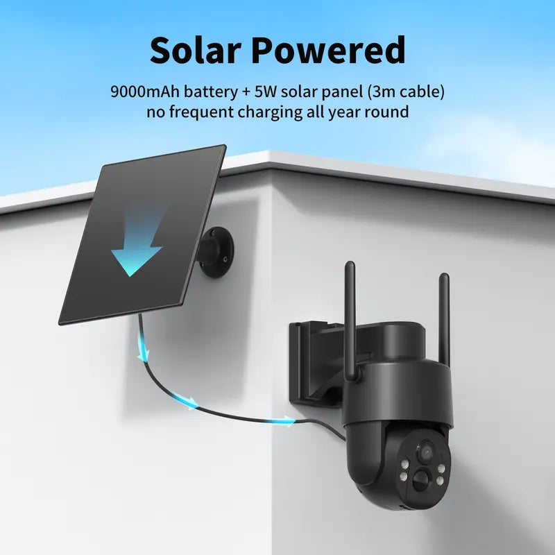[Techvibes]4G Solar Powered Digital Security Camera with 4MP HD Lens, Color Night Vision, Built-In Cellular Card, Remote Monitoring, IP65 Protection, No Wifi Outdoor Camera for Farm/Home (4G LTE Data Service Requires Activation)