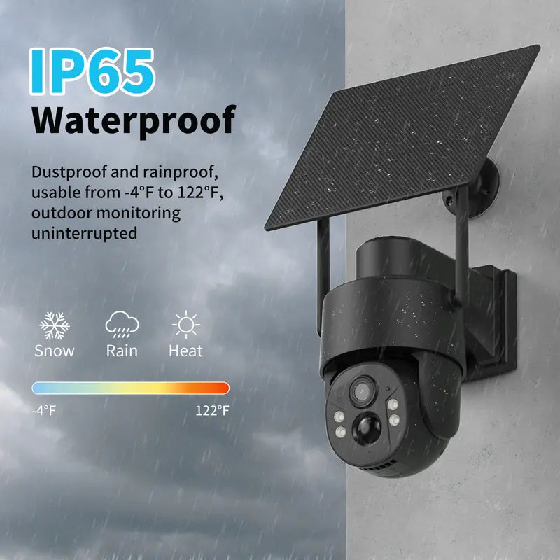 [Techvibes]4G Solar Powered Digital Security Camera with 4MP HD Lens, Color Night Vision, Built-In Cellular Card, Remote Monitoring, IP65 Protection, No Wifi Outdoor Camera for Farm/Home (4G LTE Data Service Requires Activation)
