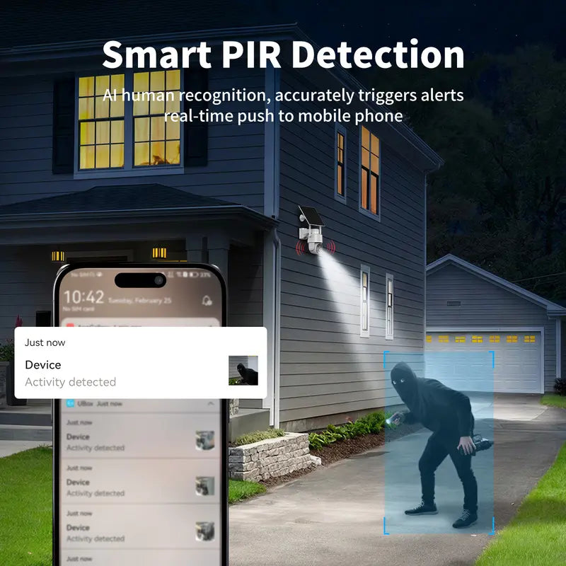 [Techvibes]4G Solar Powered Digital Security Camera with 4MP HD Lens, Color Night Vision, Built-In Cellular Card, Remote Monitoring, IP65 Protection, No Wifi Outdoor Camera for Farm/Home (4G LTE Data Service Requires Activation)