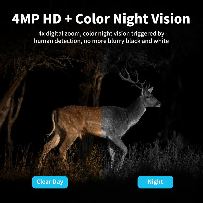 [Techvibes]4G Solar Powered Digital Security Camera with 4MP HD Lens, Color Night Vision, Built-In Cellular Card, Remote Monitoring, IP65 Protection, No Wifi Outdoor Camera for Farm/Home (4G LTE Data Service Requires Activation)