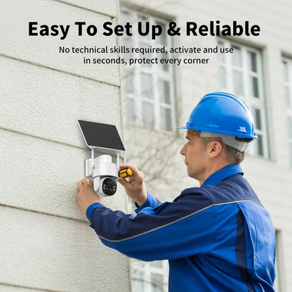 [Techvibes]4G Solar Powered Digital Security Camera with 4MP HD Lens, Color Night Vision, Built-In Cellular Card, Remote Monitoring, IP65 Protection, No Wifi Outdoor Camera for Farm/Home (4G LTE Data Service Requires Activation)